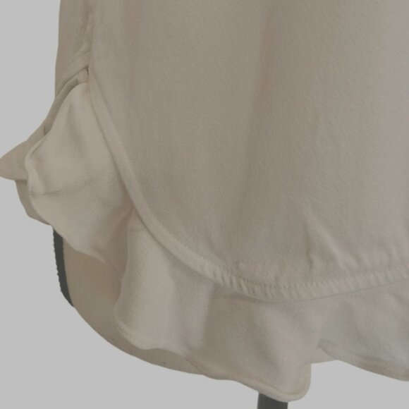 Kate Spade Viscose Crepe Short Sleeve Ruffled Crew Neck Blouse in White - Sz S - Picture 3 of 8